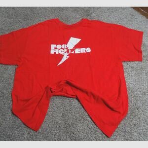 XL 2007 Foo Fighters Lightning Bolt T-Shirt Red Concert Band Tee Faded Graphics